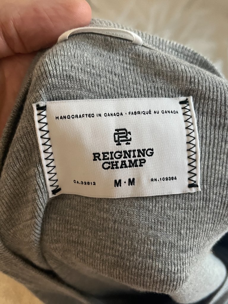 Reigning Champ Men’s Solid Gray Long Sleeve Henley Shirt M Mint Cond Euc — image 4 of 5